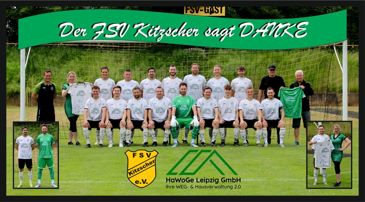 Mannschaft des FSV Kitzscher e.V. in Trikots mit HaWoGe-Logo